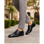 Pantofi barbati negri din piele naturala fara siret cu varf lacuit 818MODN